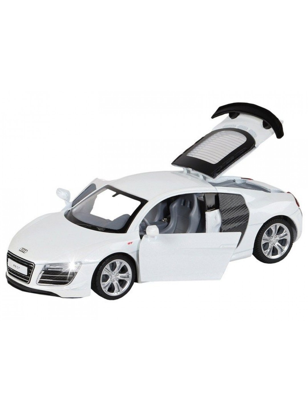 Машина "АВТОПАНОРАМА" Audi R8 GT, белый, 1/32, свет, звук, инерция, в/к 17,5*13,5*9 см