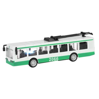 Троллейбус "Автопанорама", зеленый, 1/90, свет, звук, инерция, в/к 22*13,5*5,8 см
