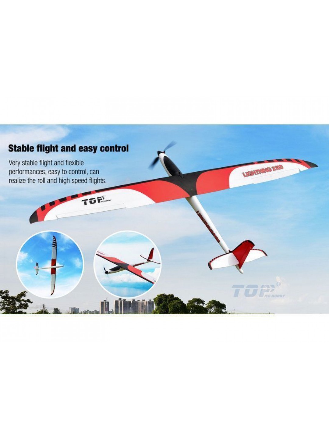 Радиоуправляемый планер Top RC Lightning 2100 (Propeller Power System) 2100мм 2.4G 4-ch LiPo RTF