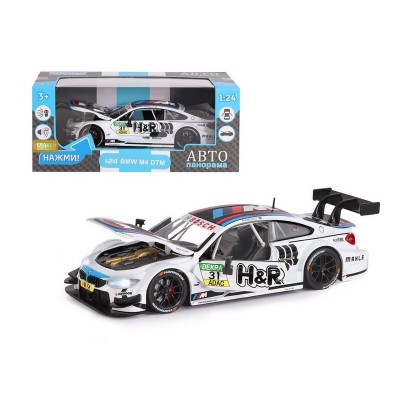Машина "АВТОПАНОРАМА" BMW M4, белый, 1/24, свет, звук, в/к 24,5*12,5*10,5 см