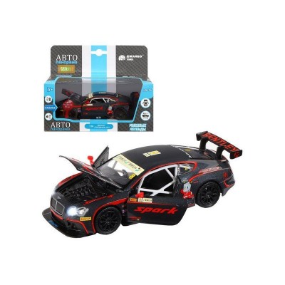 Машина "АВТОПАНОРАМА" Bentley Continental GT3, черный, 1/32, в/к 17,5*13,5*9 см
