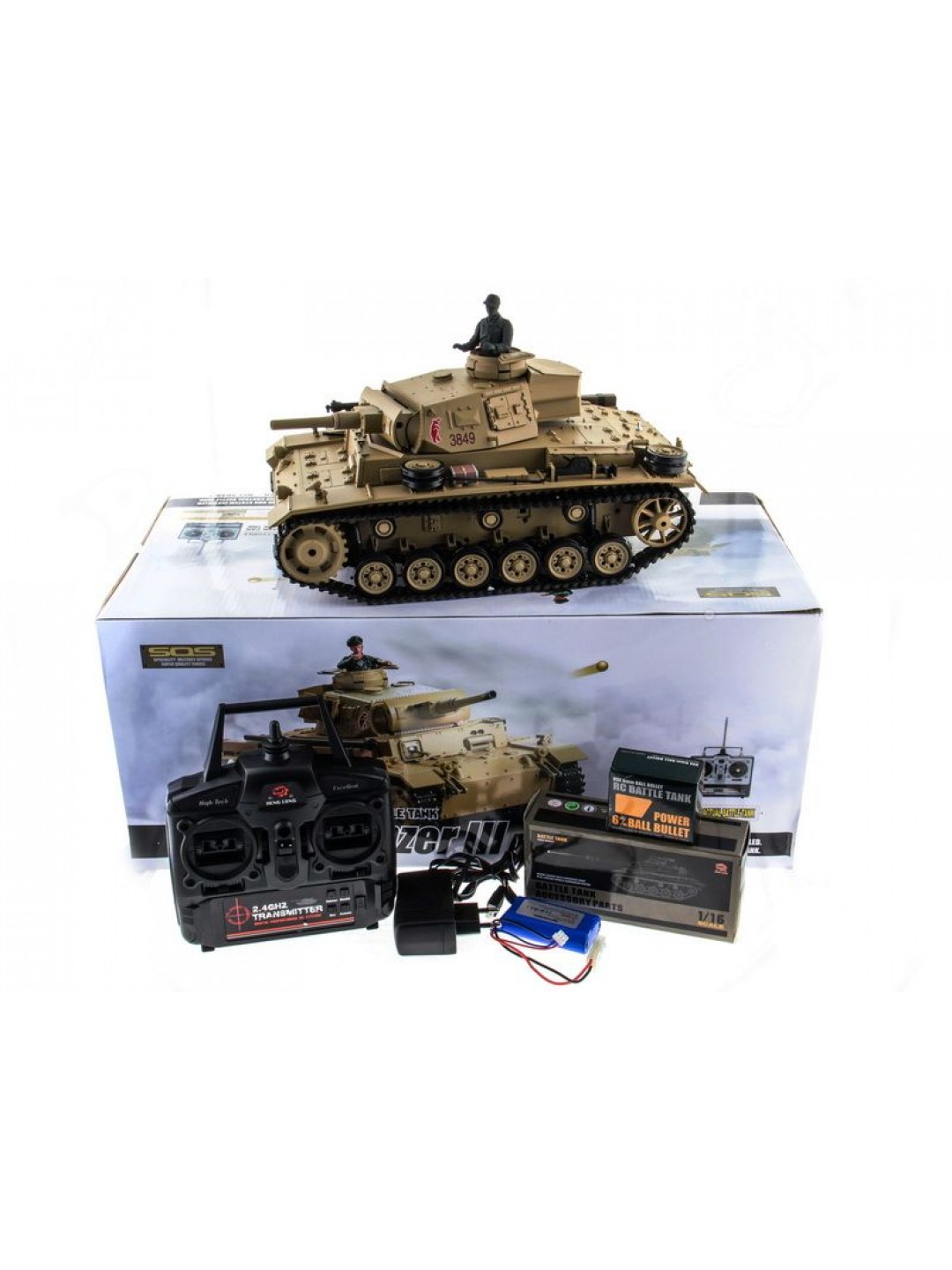 Р/У танк Heng Long 1/16 Panzerkampfwagen III (Германия) 2.4G RTR PRO песочный