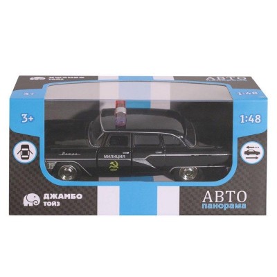 Машина "АВТОПАНОРАМА" "Милиция", черный, 1/48, инерция, в/к 14*5,5*6,6 см