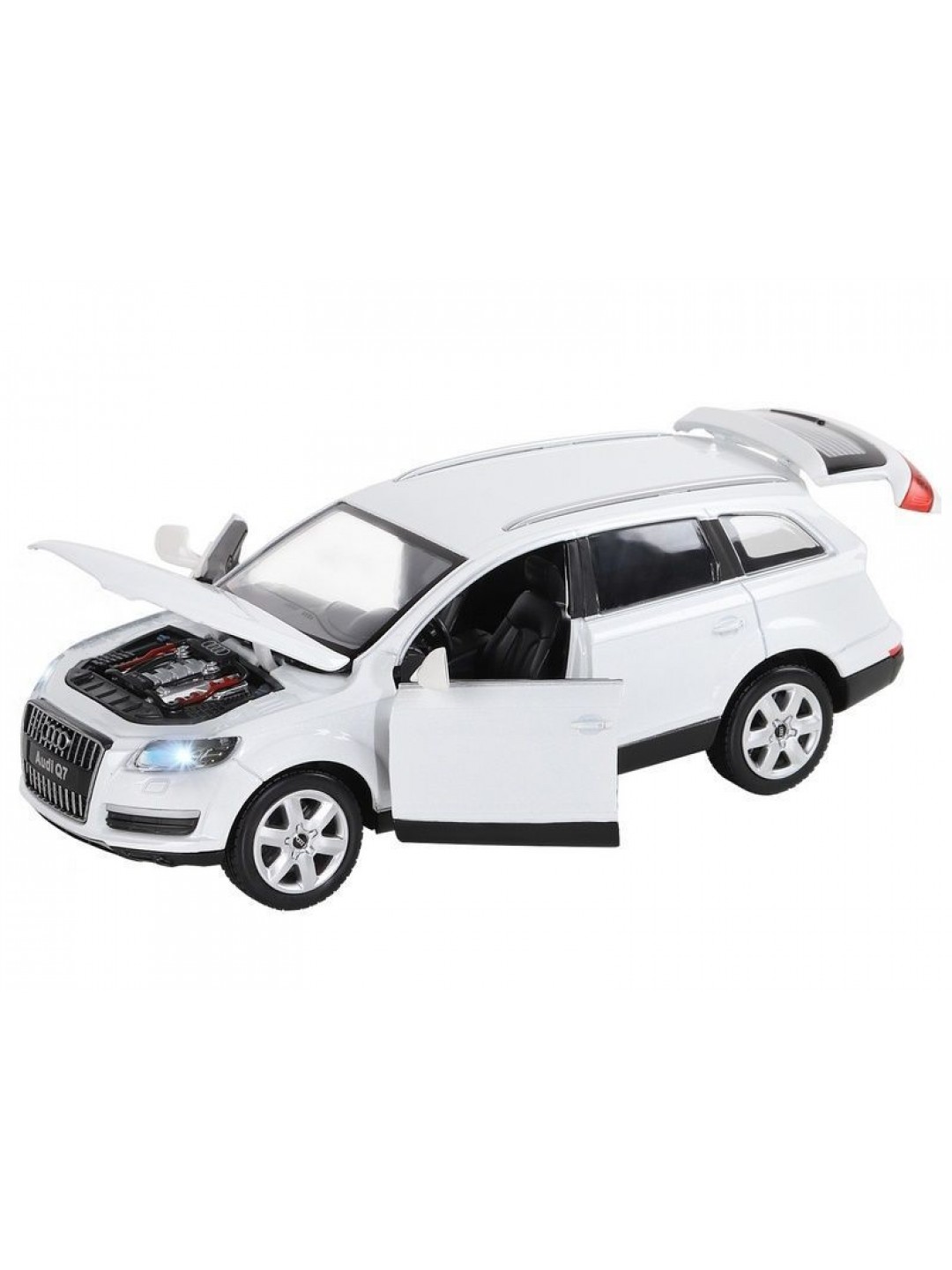 Машина "АВТОПАНОРАМА" Audi Q7, белый, 1/24, свет, звук, в/к 24,5*12,5*10,5 см