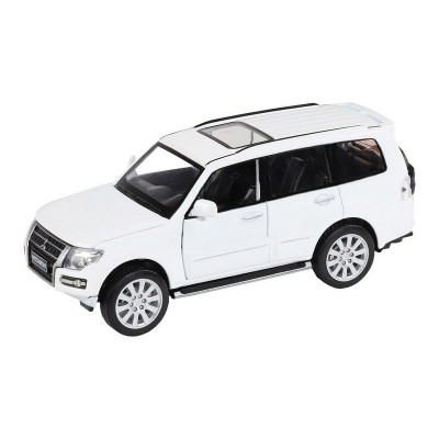 Машина "АВТОПАНОРАМА" Mitsubishi Pajero 4WD Tubro, белый, 1/33, свет, звук, в/к 17,5*13,5*9 см