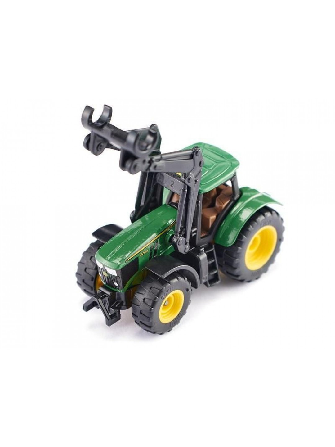 Трактор Siku 1540 John Deere с фронтальным погрузчиком для захвата брёвен