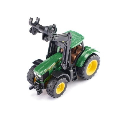 Трактор Siku 1540 John Deere с фронтальным погрузчиком для захвата брёвен