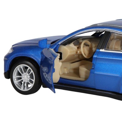 Машина "АВТОПАНОРАМА" BMW X6, синий, 1/32, свет, звук, инерция, в/к 17,5*13,5*9 см