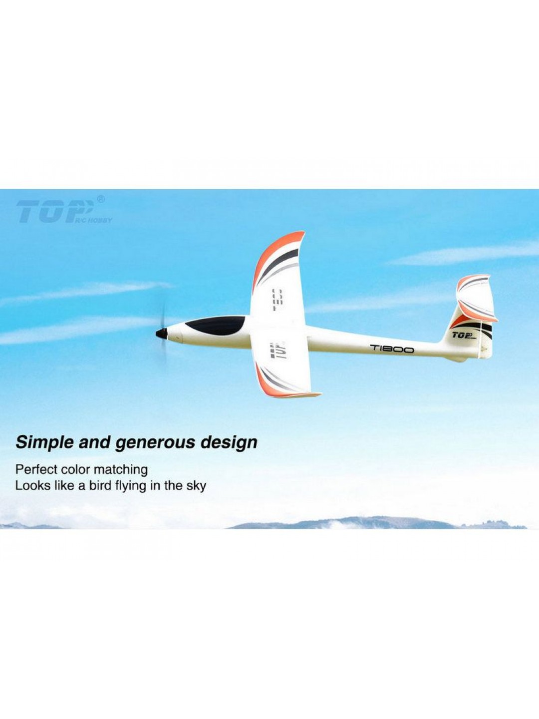 Радиоуправляемый планер Top RC T1800 (Propeller Power System) 1800мм 2.4G 4-ch LiPo RTF