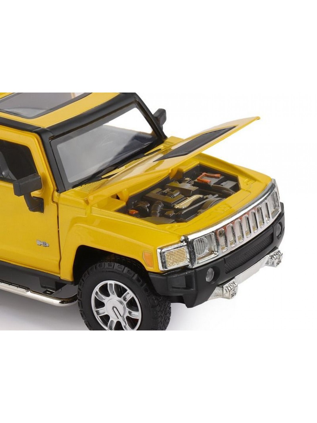 Машина "АВТОПАНОРАМА" Hummer H3, желтый, 1/24, свет, звук, в/к 24,5*12,5*10,5 см