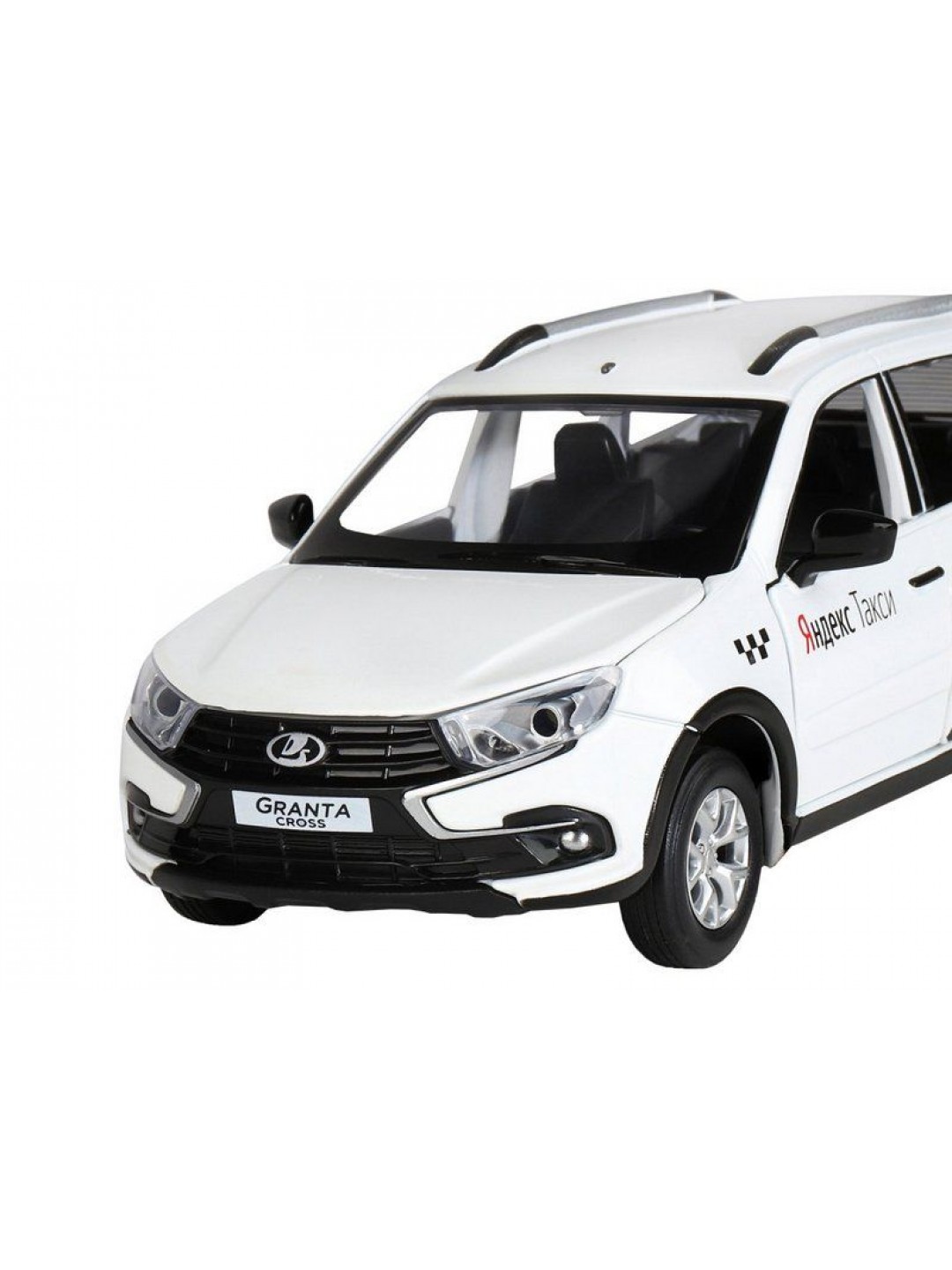 Машина "АВТОПАНОРАМА" Яндекс.Такси LADA GRANTA CROSS, белый, 1/24, свет, звук, в/к 24,5*12,5*10,5см