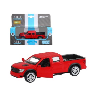 Машина "АВТОПАНОРАМА" Ford F-150 SVT Raptor-2, красный, 1/52, инерция, в/к 17,5*12,5*6,5 см