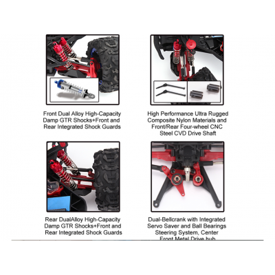 Радиоуправляемый монстр Remo Hobby Dinosaurs Master Brushless UPGRADE (красный) 4WD 2.4G 1/8 RTR