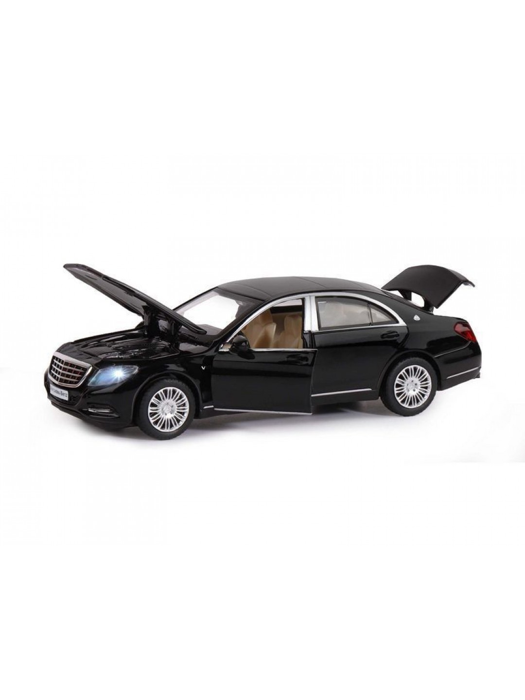 Машина "АВТОПАНОРАМА" Mercedes-Benz S600, черный, 1/32, свет, звук, инерция, в/к 17,5*13,5*9 см