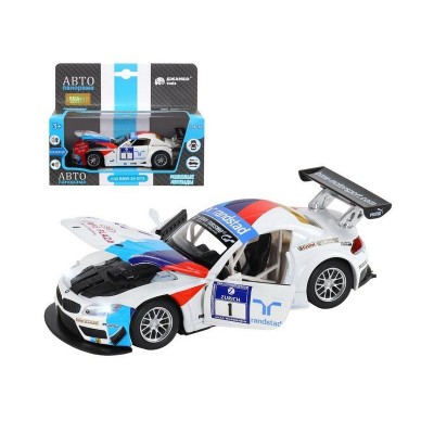 Машина "АВТОПАНОРАМА" BMW Z4 GT3, белый, 1/32, свет, звук, инерция, в/к 17,5*13,5*9 см