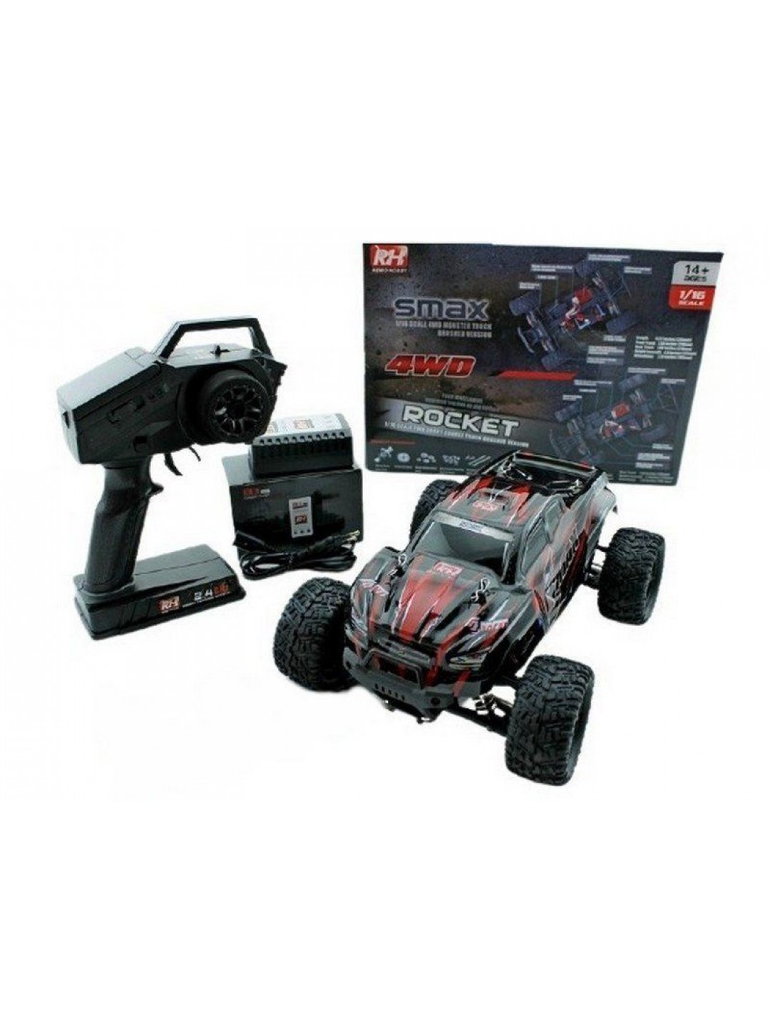 Радиоуправляемый монстр Remo Hobby SMAX Brushless (красный) 4WD 2.4G 1/16 RTR