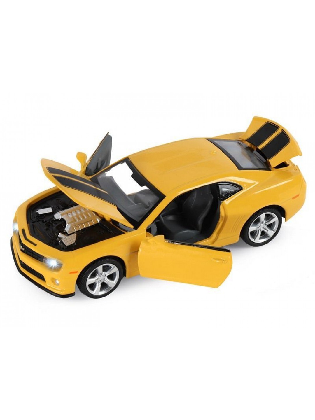 Машина "АВТОПАНОРАМА" Chevrolet Camaro SS, желтый, 1/32, свет, звук, инерция, в/к 17,5*13,5*9 см