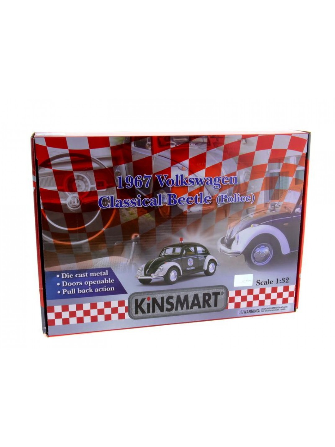 Машина Kinsmart  Volkswagen Classical Beetle (Police) инерция (1/12шт.) 1:32 б/к