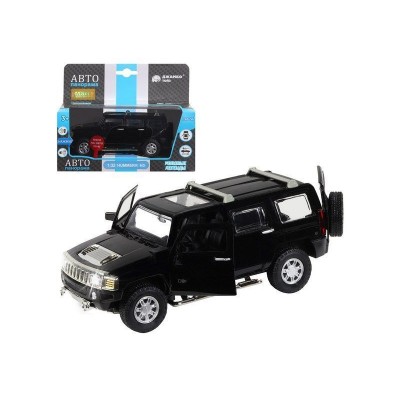 Машина "АВТОПАНОРАМА" Hummer H3, черный, 1/32, свет, звук, инерция, в/к 17,5*13,5*9 см
