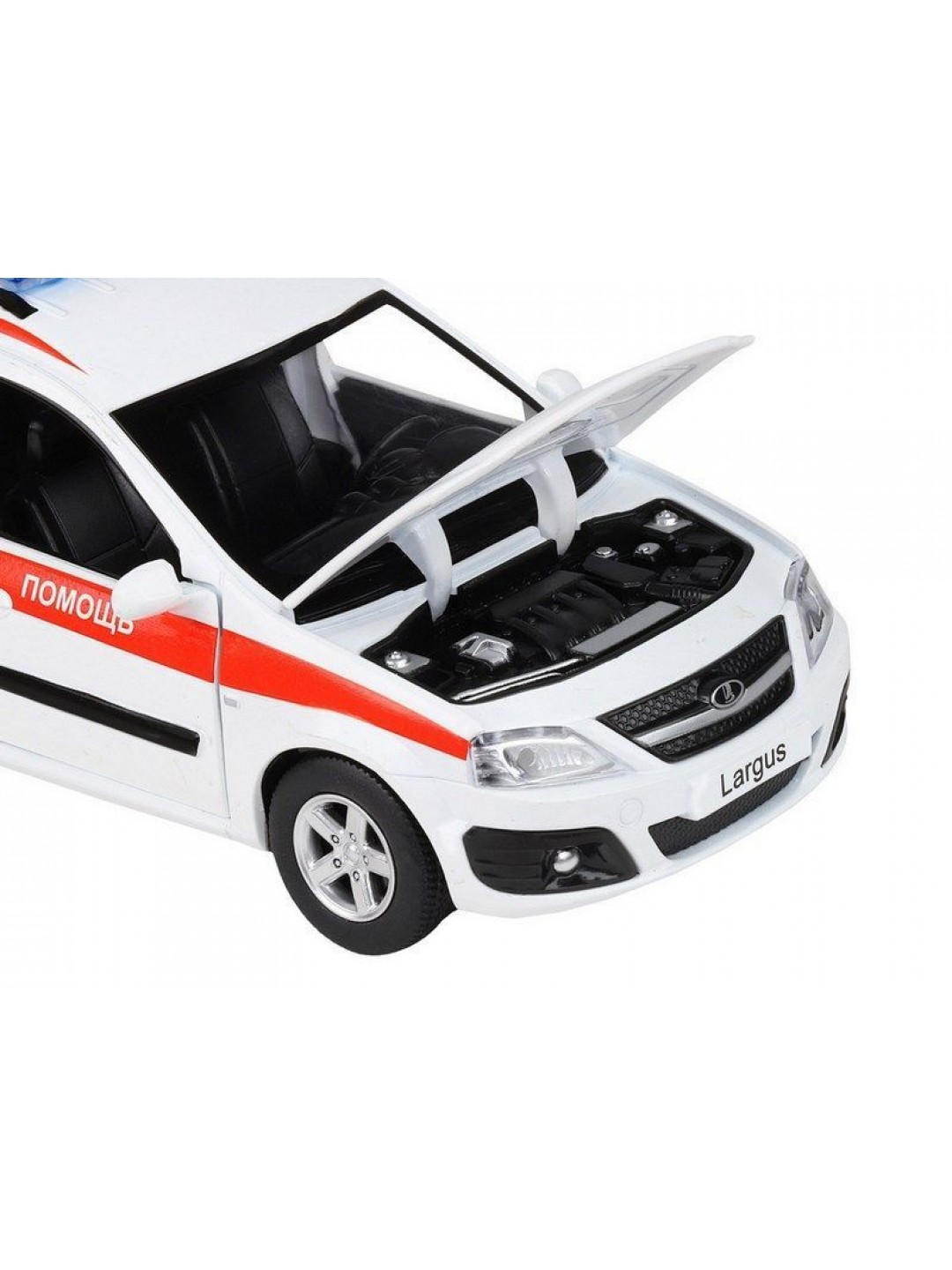 Машина "АВТОПАНОРАМА" LADA LARGUS "Скорая помощь", 1/24, свет, звук, инерция, в/к 24,5*12,5*10,5 см