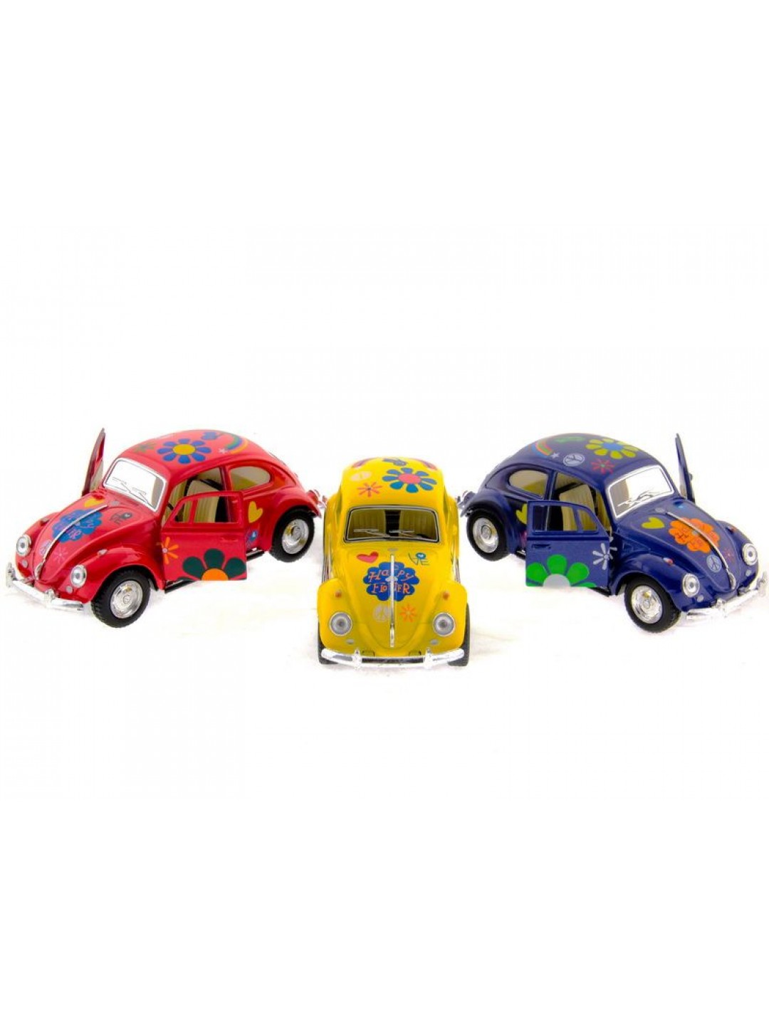 Машина Kinsmart 1967 Volkswagen Classical Beetle with printing инерция (1/12шт.) 1:32 б/к
