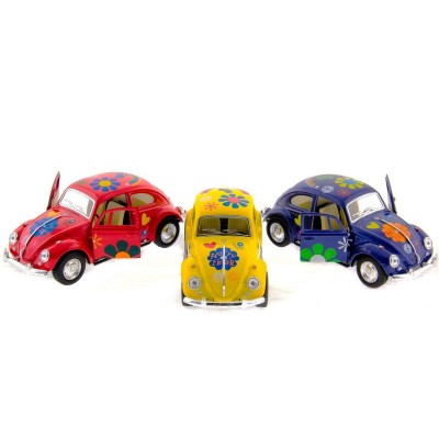 Машина Kinsmart 1967 Volkswagen Classical Beetle with printing инерция (1/12шт.) 1:32 б/к