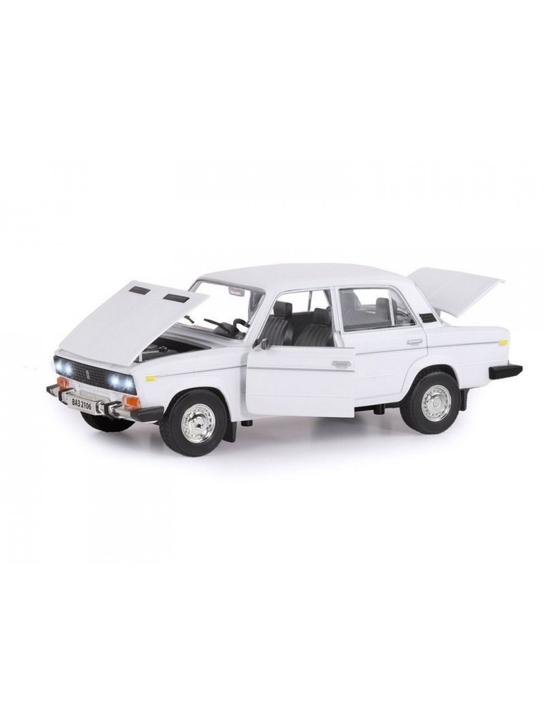 Машина "АВТОПАНОРАМА" ВАЗ 2106, 1/22, белый, инерция, в/к 24,5*12,5*10,5 см
