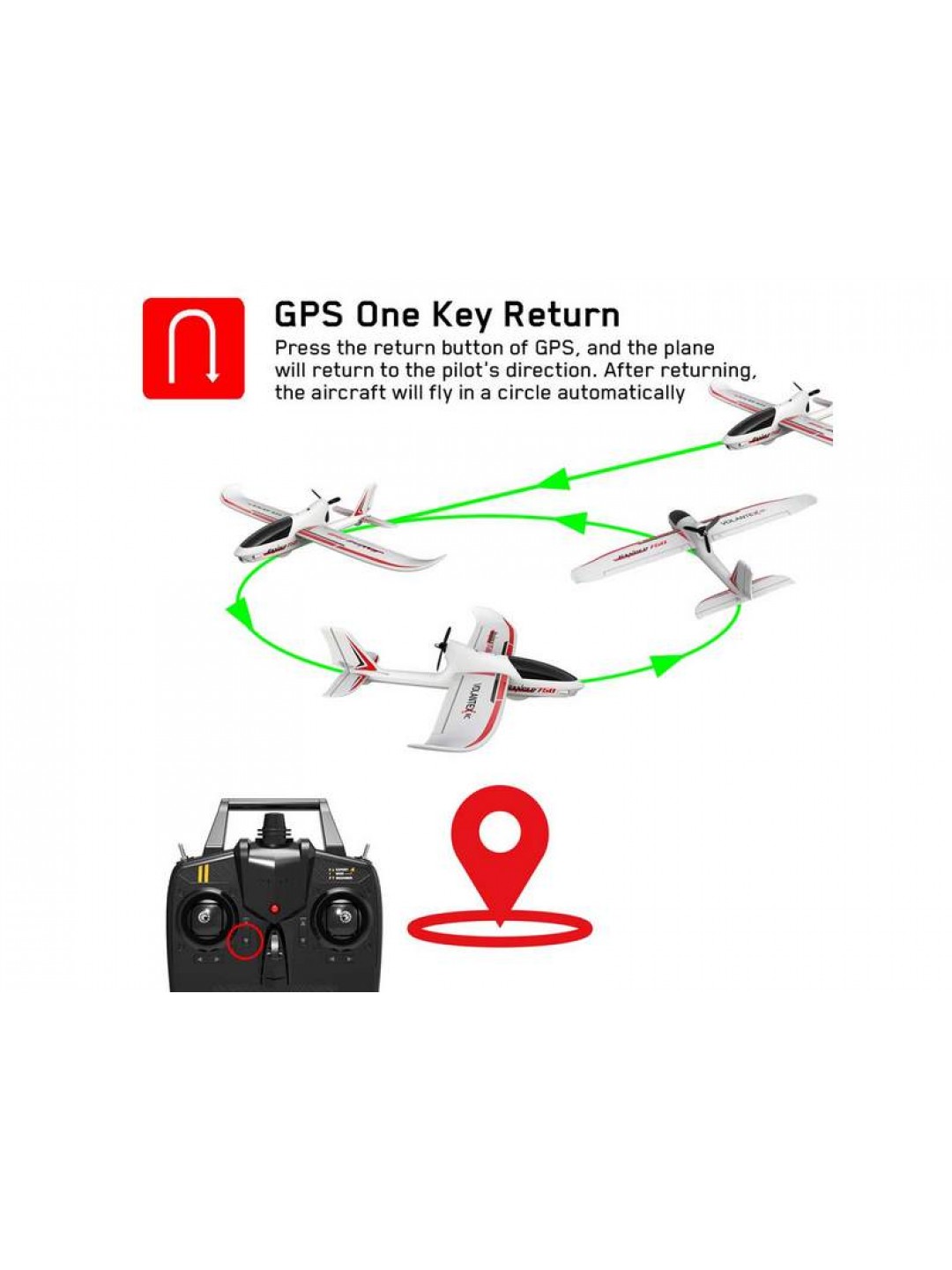 Радиоуправляемый планер Volantex RC Ranger 750мм Brushless 2.4G 4ch LiPo RTF with Gyro GPS