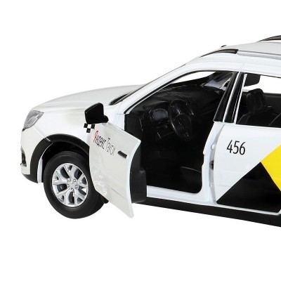 Машина "АВТОПАНОРАМА" Яндекс.Такси LADA GRANTA CROSS, белый, 1/24, свет, звук, в/к 24,5*12,5*10,5см