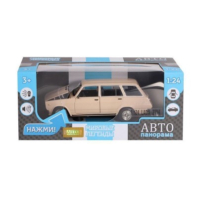 Машина "АВТОПАНОРАМА" ВАЗ 2104, бежевый, 1/24, инерция, в/к 24,5*12,5*10,5 см