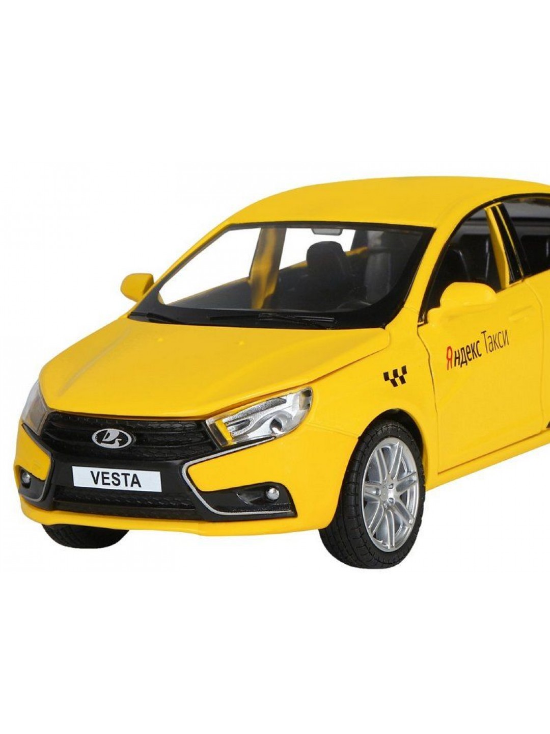Машина "АВТОПАНОРАМА" Яндекс.Такси  LADA VESTA, желтый, 1/24, в/к 24,5*12,5*10,5 см
