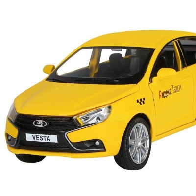 Машина "АВТОПАНОРАМА" Яндекс.Такси  LADA VESTA, желтый, 1/24, в/к 24,5*12,5*10,5 см