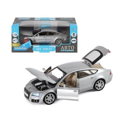 Машина "АВТОПАНОРАМА" Audi A7, серебряный, 1/24, свет, звук, в/к 24,5*12,5*10,5 см