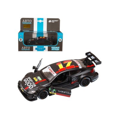 Машина "АВТОПАНОРАМА" Mercedes-AMG C 63 DTM, черный, 1/42, инерция, откр двери, в/к 17,5*12,5*6,5
