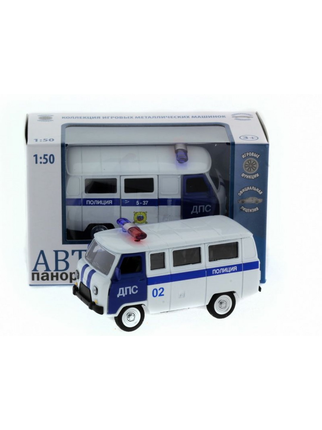 Машина "АВТОПАНОРАМА" инерц. УАЗ (ДПС) 1/50, в/к 12*7*5,5 см