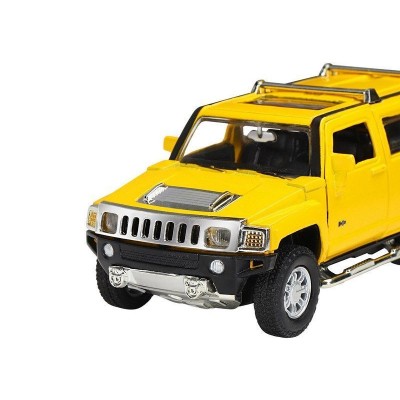 Машина "АВТОПАНОРАМА" Hummer H3, желтый, 1/32, свет, звук, инерция, в/к 17,5*13,5*9 см
