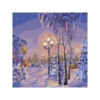 Картина по номерам 30х30 Зимний вечер (22 цвета) Картина по номерам 30х30 Зимний вечер (22 цвета)
