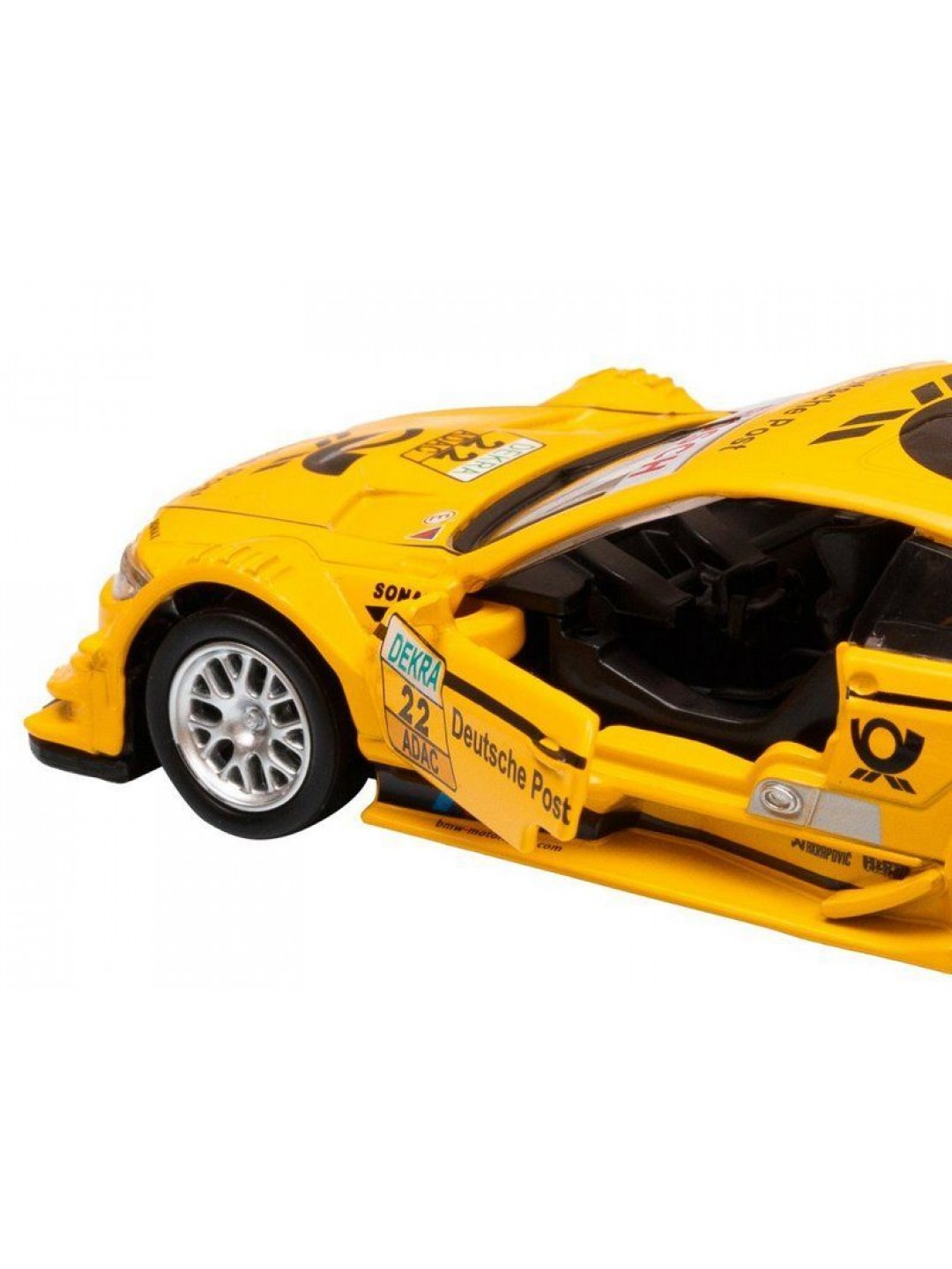 Машина "АВТОПАНОРАМА" BMW M3 DTM, желтый, 1/42, инерция, в/к 17,5*12,5*6,5 см