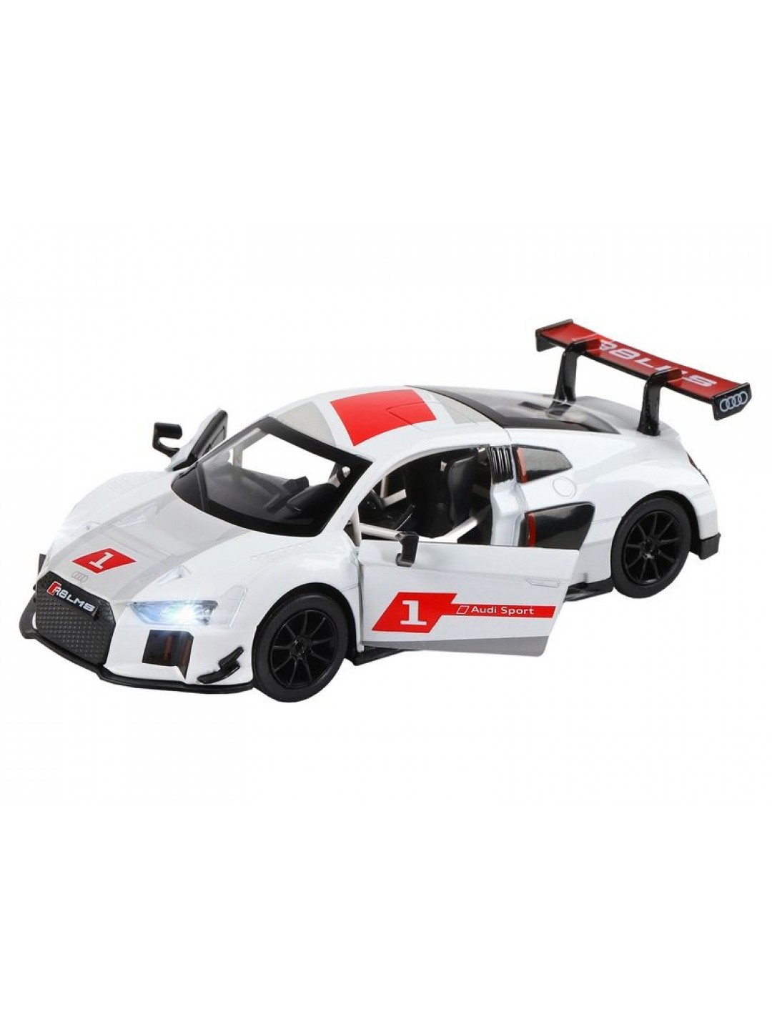 Машина "АВТОПАНОРАМА" AUDI R8, белый перламутр, 1/32, свет, звук, инерция, в/к 17,5*13,5*9 см