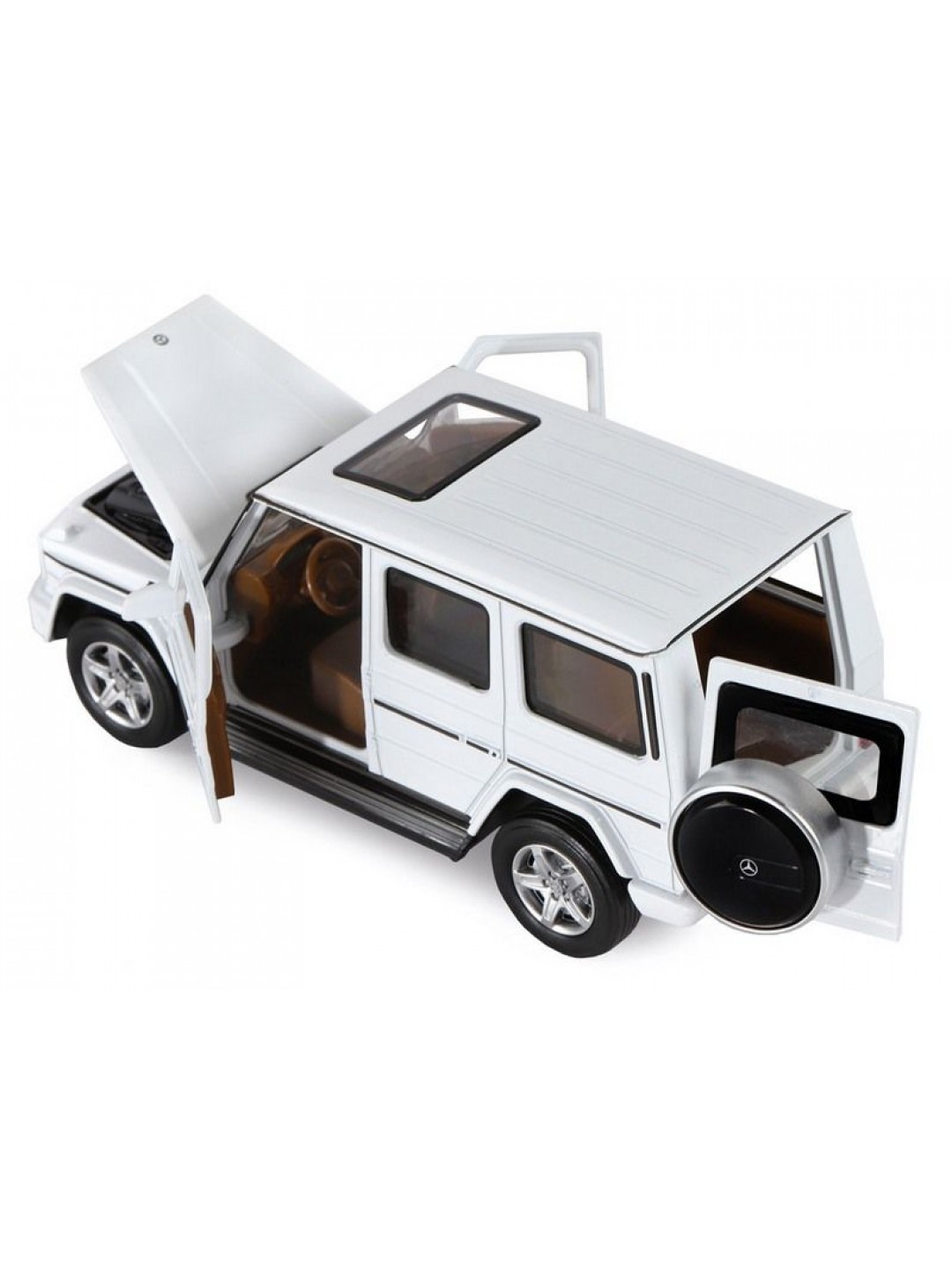 Машина "АВТОПАНОРАМА" Mercedes-Benz G350d, белый, 1/32, свет, звук, инерция, в/к 18*9*13,5 см