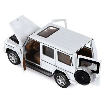 Машина "АВТОПАНОРАМА" Mercedes-Benz G350d, белый, 1/32, свет, звук, инерция, в/к 18*9*13,5 см