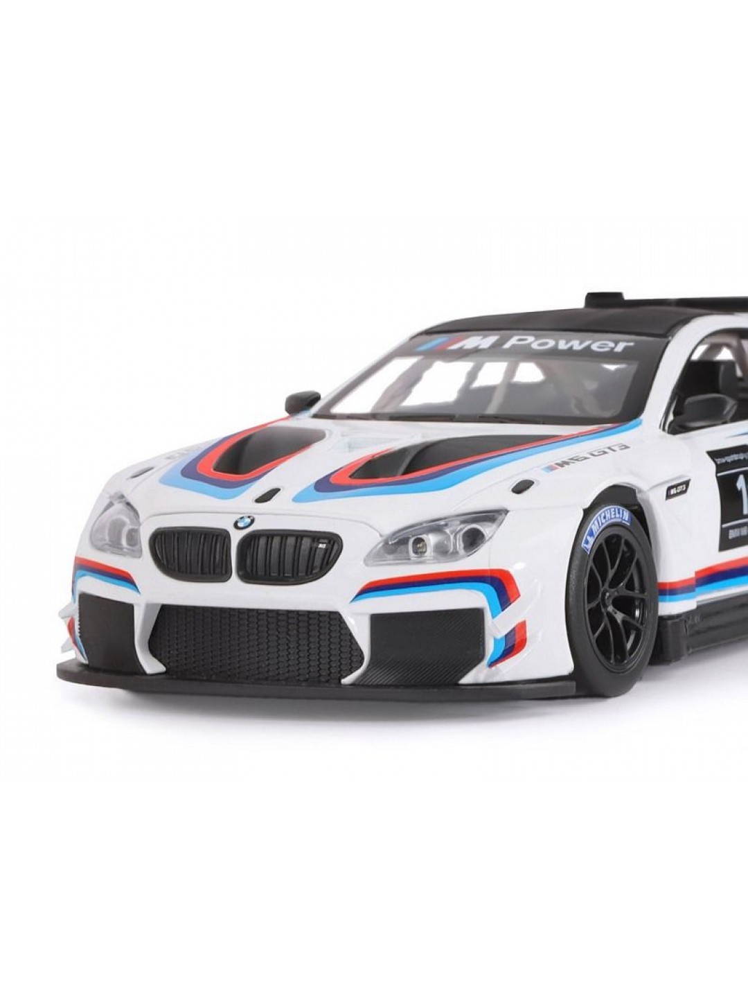Машина "АВТОПАНОРАМА" BMW M6 GT3, белый, 1/24, свет, звук, в/к 24,5*12,5*10,5 см