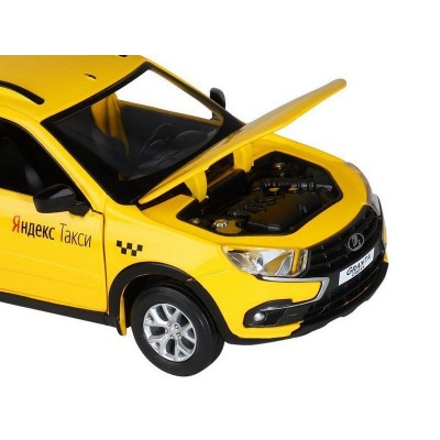 Машина "АВТОПАНОРАМА" Яндекс.Такси LADA GRANTA CROSS, желтый, 1/24, в/к 24,5*12,5*10,5 см