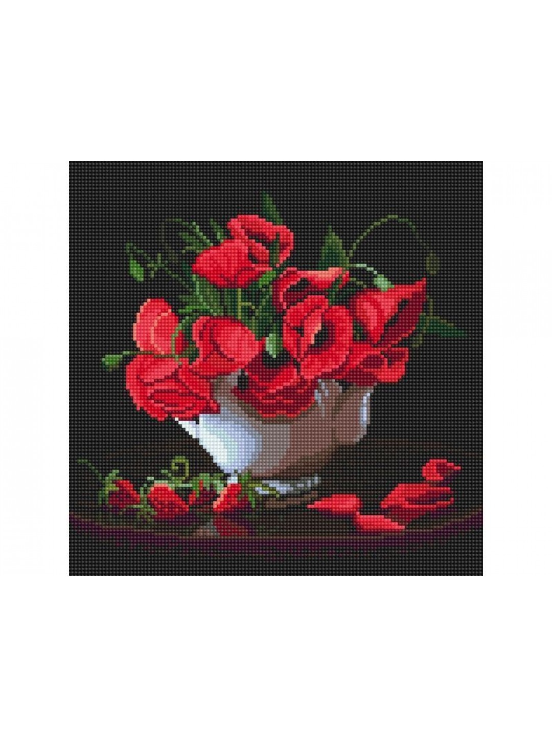 Картина мозаикой 30х30 АЛЫЕ МАКИ (квадр. эл-ты) (29 цветов)