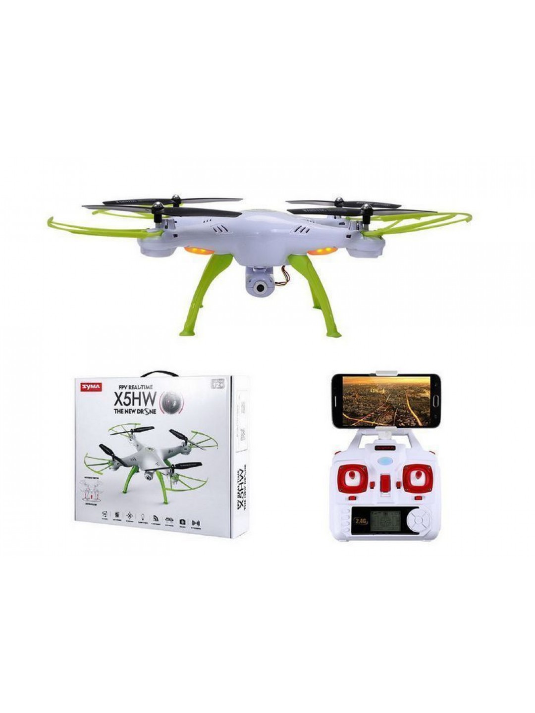 Р/У квадрокоптер Syma X5HW (белый) с FPV трансляцией Wi-Fi, барометр 2.4G RTF