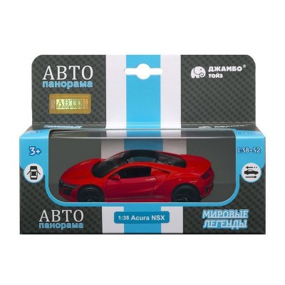 Машина "АВТОПАНОРАМА" Honda Acura NSX, красный, 1/38, инерция, в/к 17,5*12,5*6,5 см