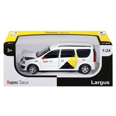 Машина "АВТОПАНОРАМА" Яндекс.Такси LADA LARGUS, белый, 1/24, свет, звук, в/к 24,5*12,5*10,5 см