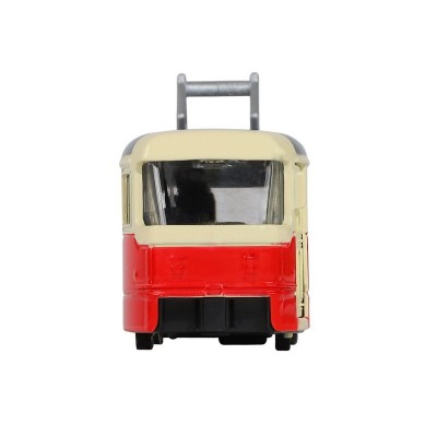 Трамвай "Автопанорама", красный, 1/90, свет, звук, инерция, в/к 22*13,5*5,8 см
