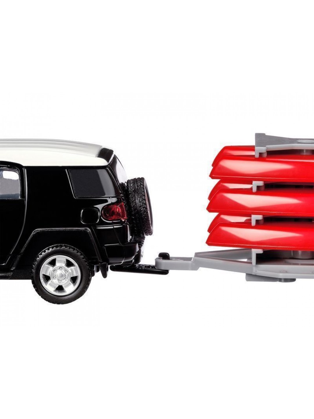 Машина "АВТОПАНОРАМА" Toyota FJ Cruiser c прицепом с досками для серфинга, 1/43, инерция, в/к