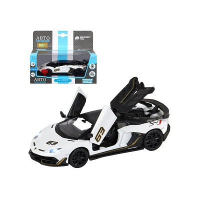 Машина "АВТОПАНОРАМА" Lamborghini SVJ, белый, 1/32, свет, звук, инерция, в/к 17,5*12,5*6,5 см